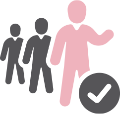 Skip the queue grey and pink people